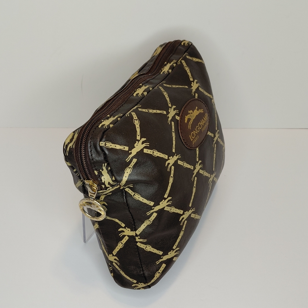 Longchamp Brown Leather Toiletry Bag Vintage - Picture 2 of 10